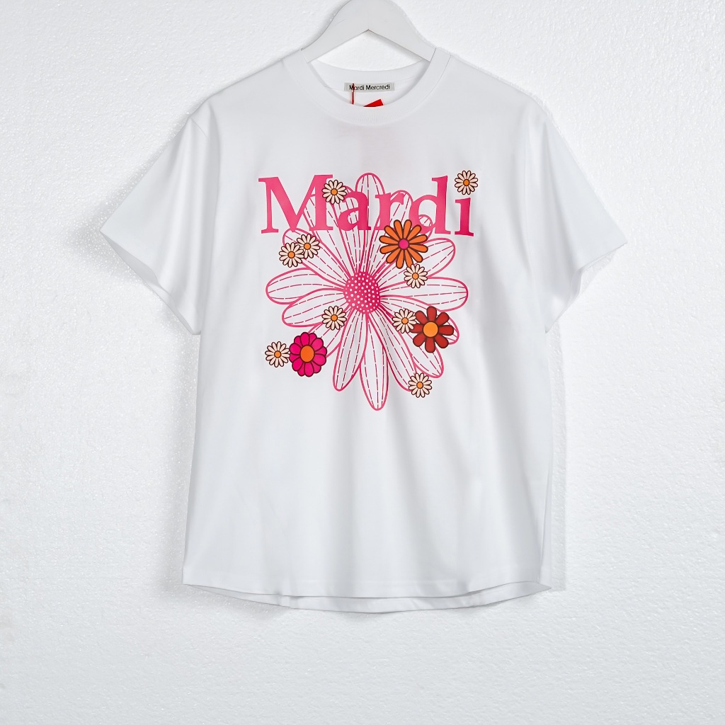 Kaos MAR MERCREDI FLORAL PINK FUSCHIA WHITE TSHIRT REGULAR 100% ORIGINAL