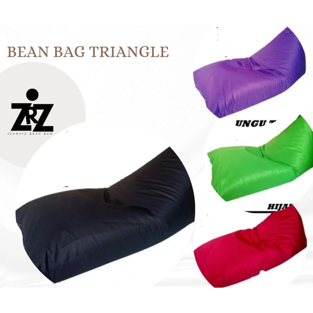 cover bean bag triangle (sarung saja tanpa isi)bahan kain waterproof dan bludru semi jetblack