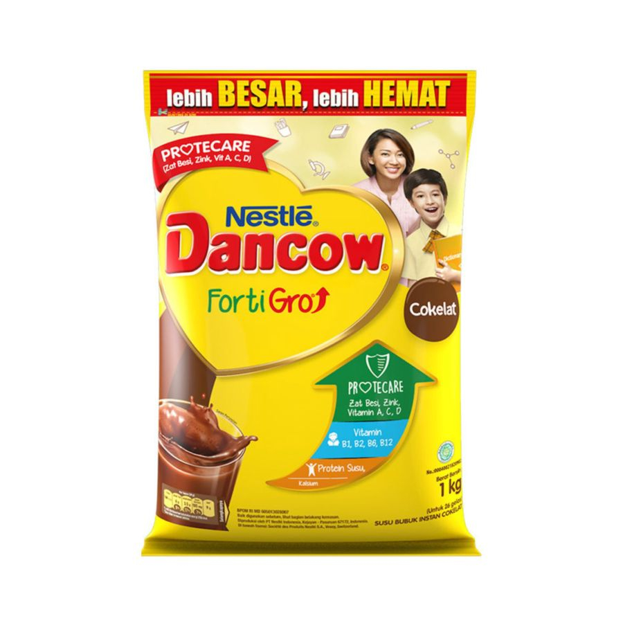 [themakeupguru] DANCOW Fortigro Cokelat 1000g - Susu Bubuk Anak Coklat Pouch 1kg
