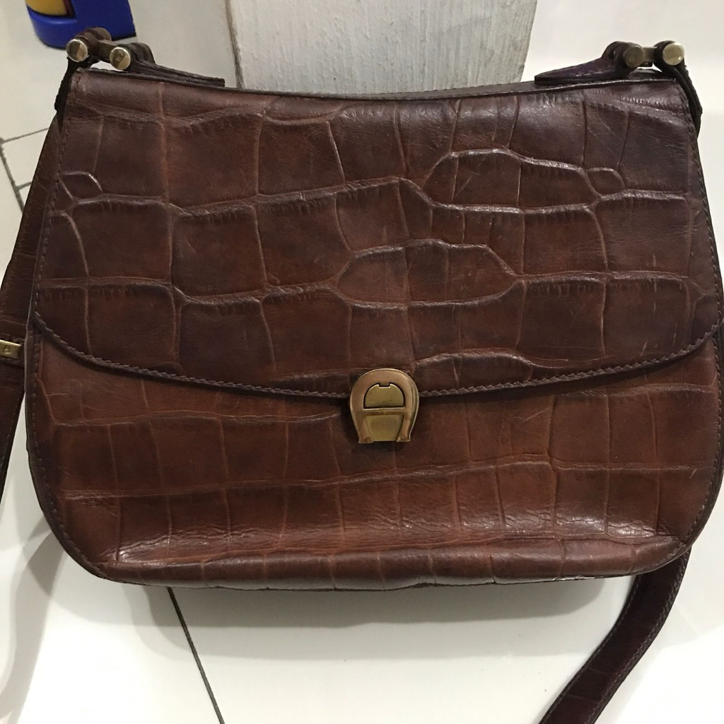 tas etienne aigner tas vintage slingbag croco bag