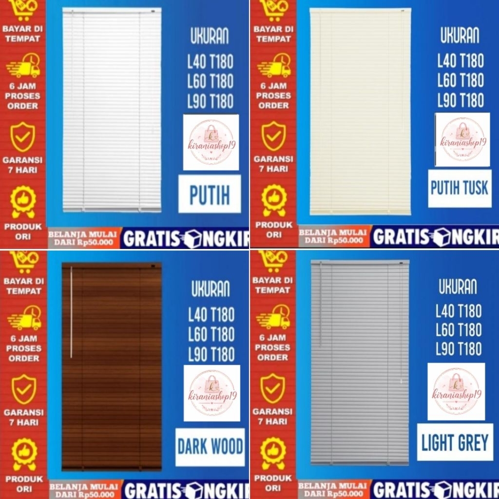 VENETIAN BLIND / TIRAI LIPAT / TIRAIJENDELA GULUNG TALI / ROLLER BLIND /
VENETIAN BLIND/ 40 x 180 / 