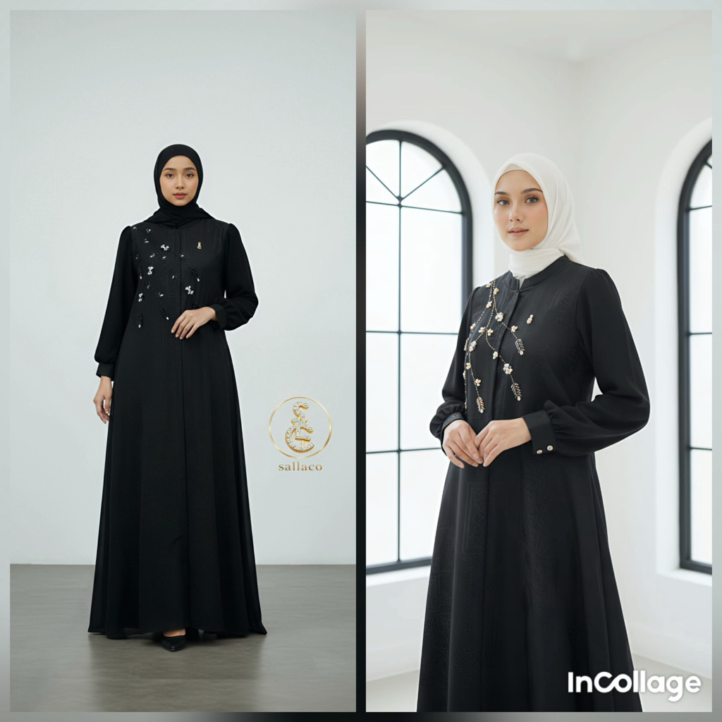 Sallaco Gamis Payet Hitam Mewah