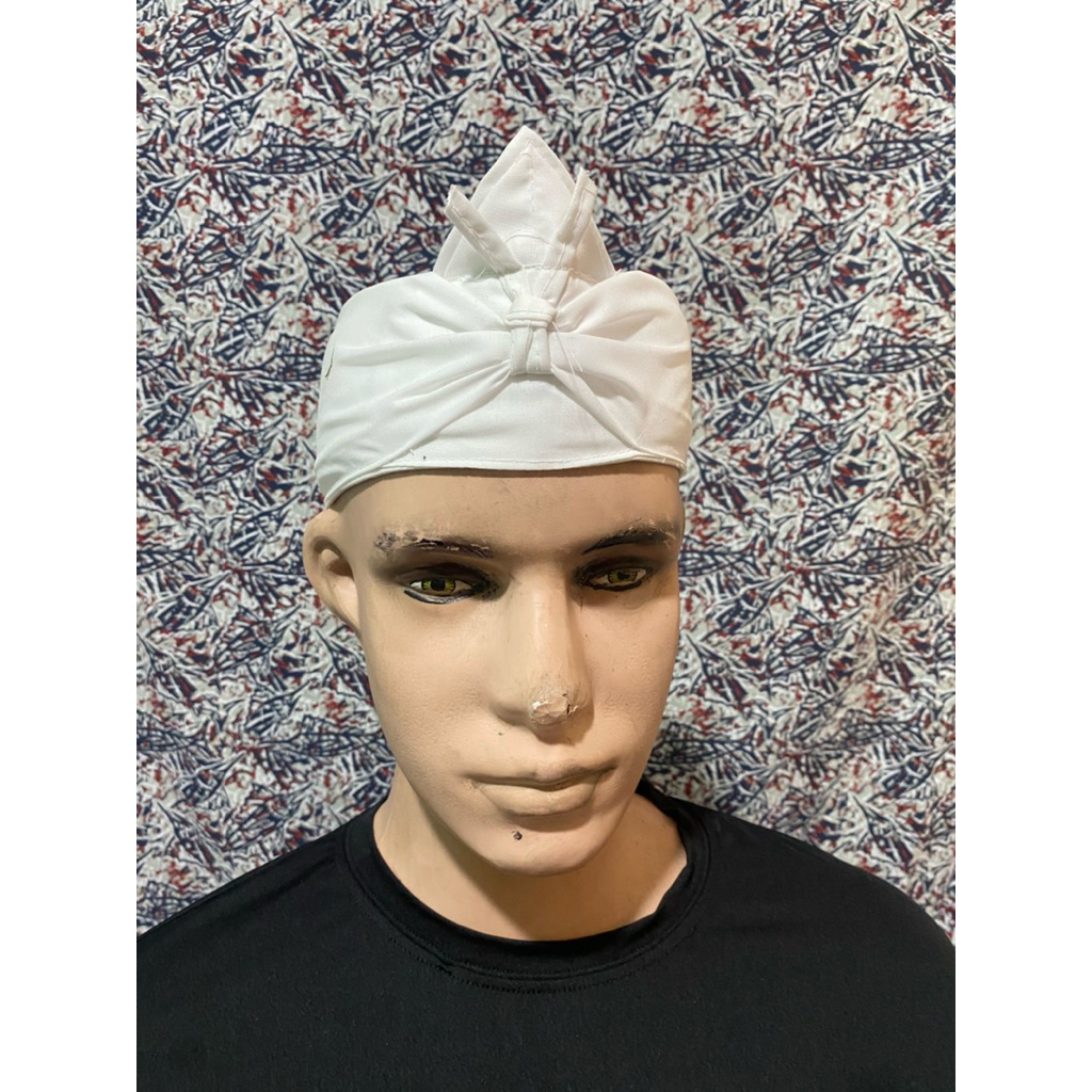 Ikat kepala Sunda//Dewasa//Putih polos bolong