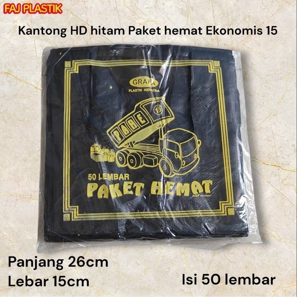 Plastik HD hitam ukuran 15 isi 50 lembar kantong plastik hitam ekonomis kantong plastik murah kanton