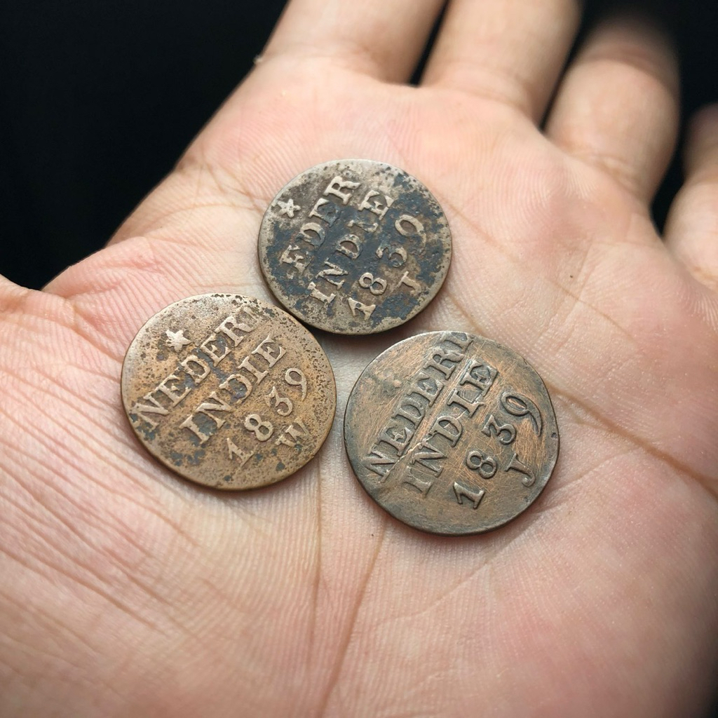 Koin Nederlad Indie 1839 Ukuran Sedang 3pcs