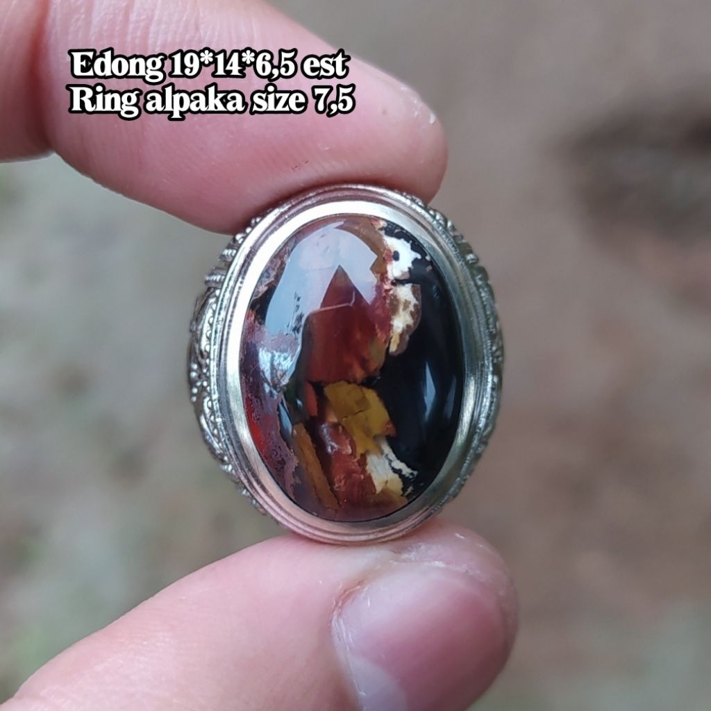 (TERMURAH) Cincin Batu Akik Pancawarna Garut Edong Klasik