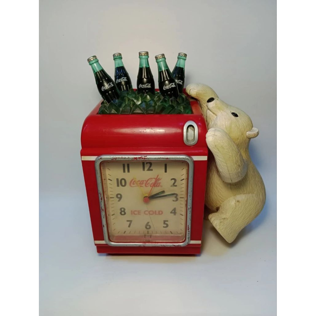 Jam Coca-Cola Jam Vintage Coca-Cola Polar Bear Clock Coin Bank