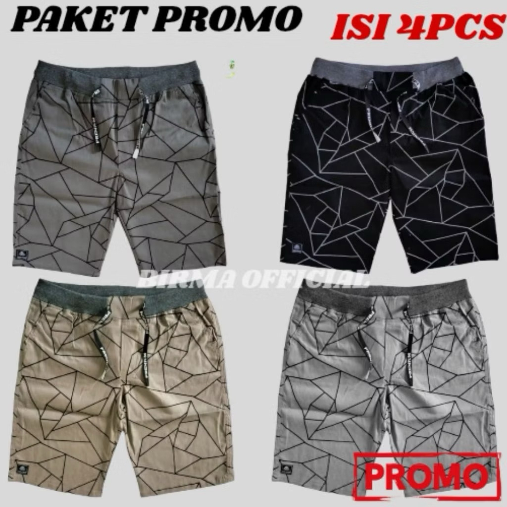 Promo 100ribu Dapat 4 Pcs Celana Pendek Pria Dewasa Motif Abstrak Chino Kolor Cowok Short Pants Rib 