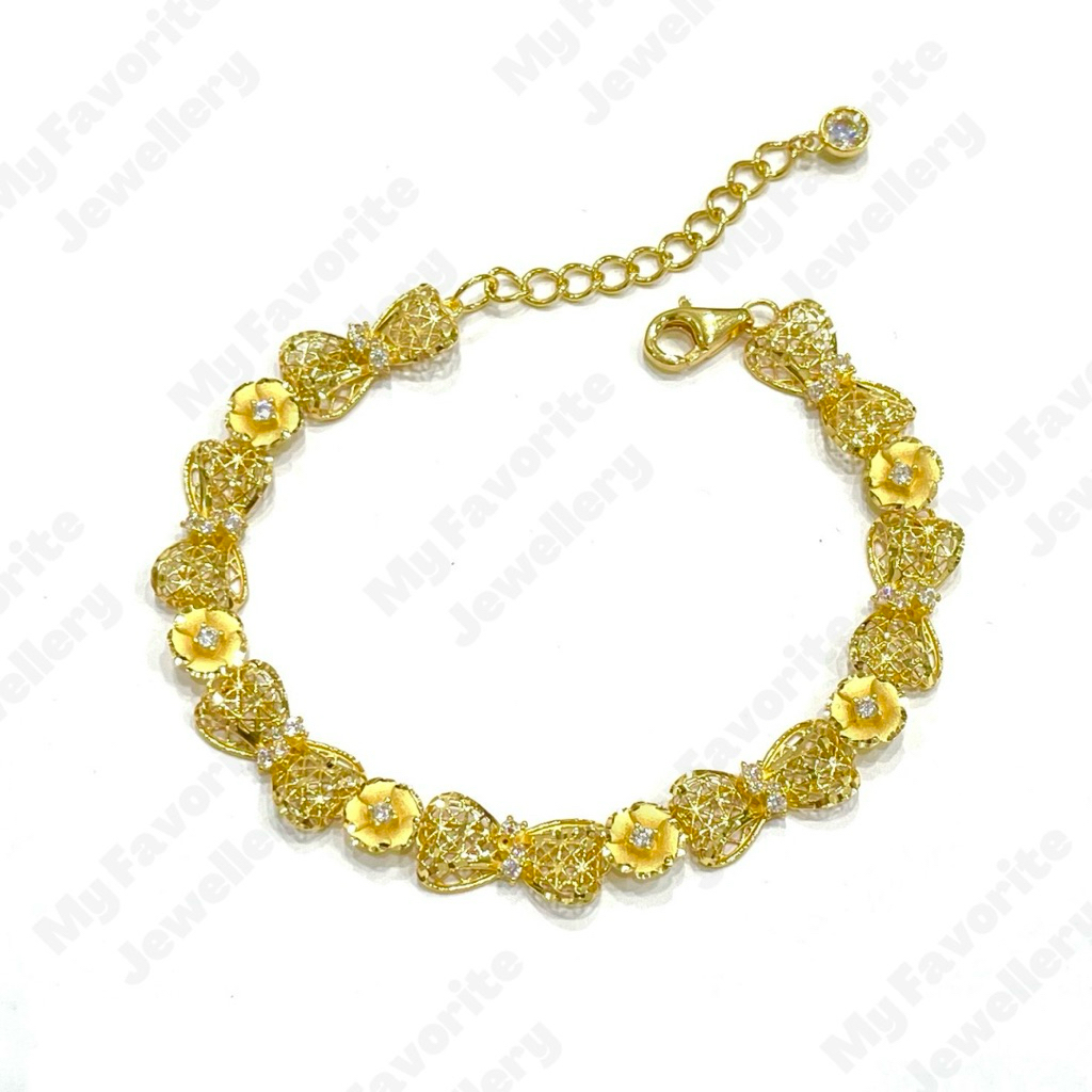 Gelang Pita mix Bunga Dove Permata Cute MERK UBS EMAS ASLI Kadar 875