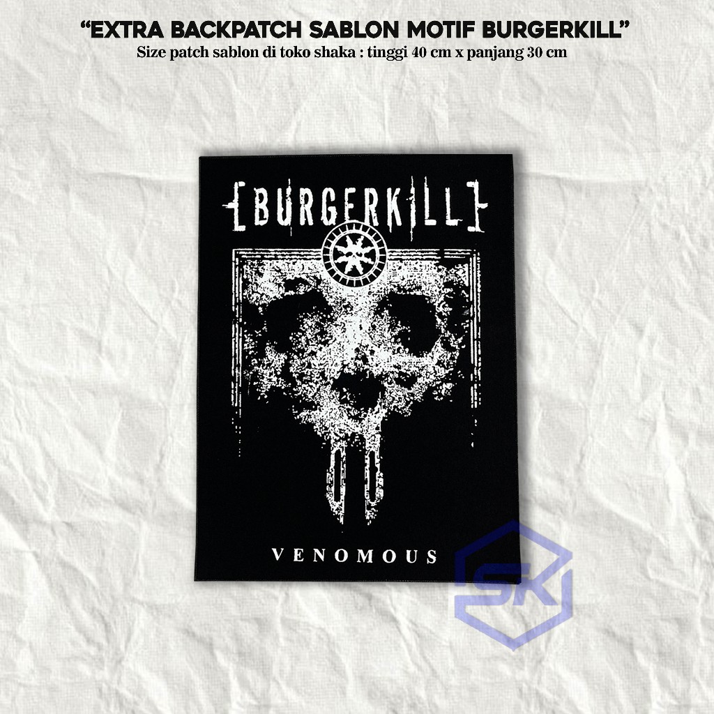 Patch BURGERKILL emblem sablon besar aksesoris jahit patch musik patch band metal emblem punk patch 
