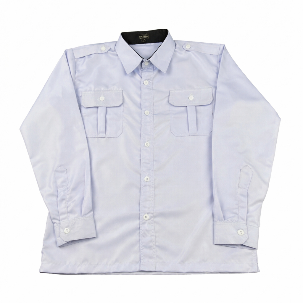 Seragam ASN PDH Putih Pria Lengan Panjang / Baju PDH Pria Kerah Hitam dan Putih Pakaian Kerja
