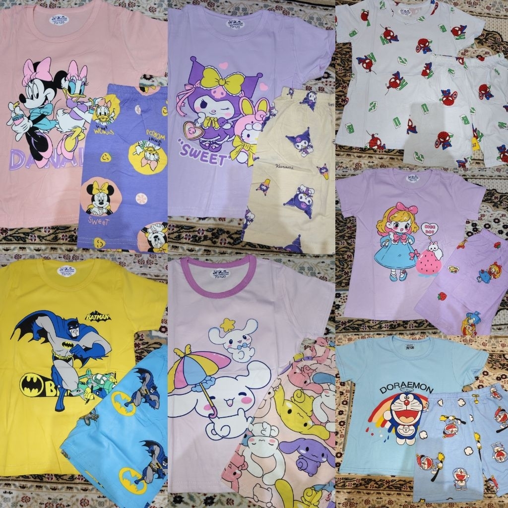 HP ANAK USIA 4-6TAHUN Pendek Organik Setelan Baju tidur Piyama Anak Organik motif karaker beko pony 