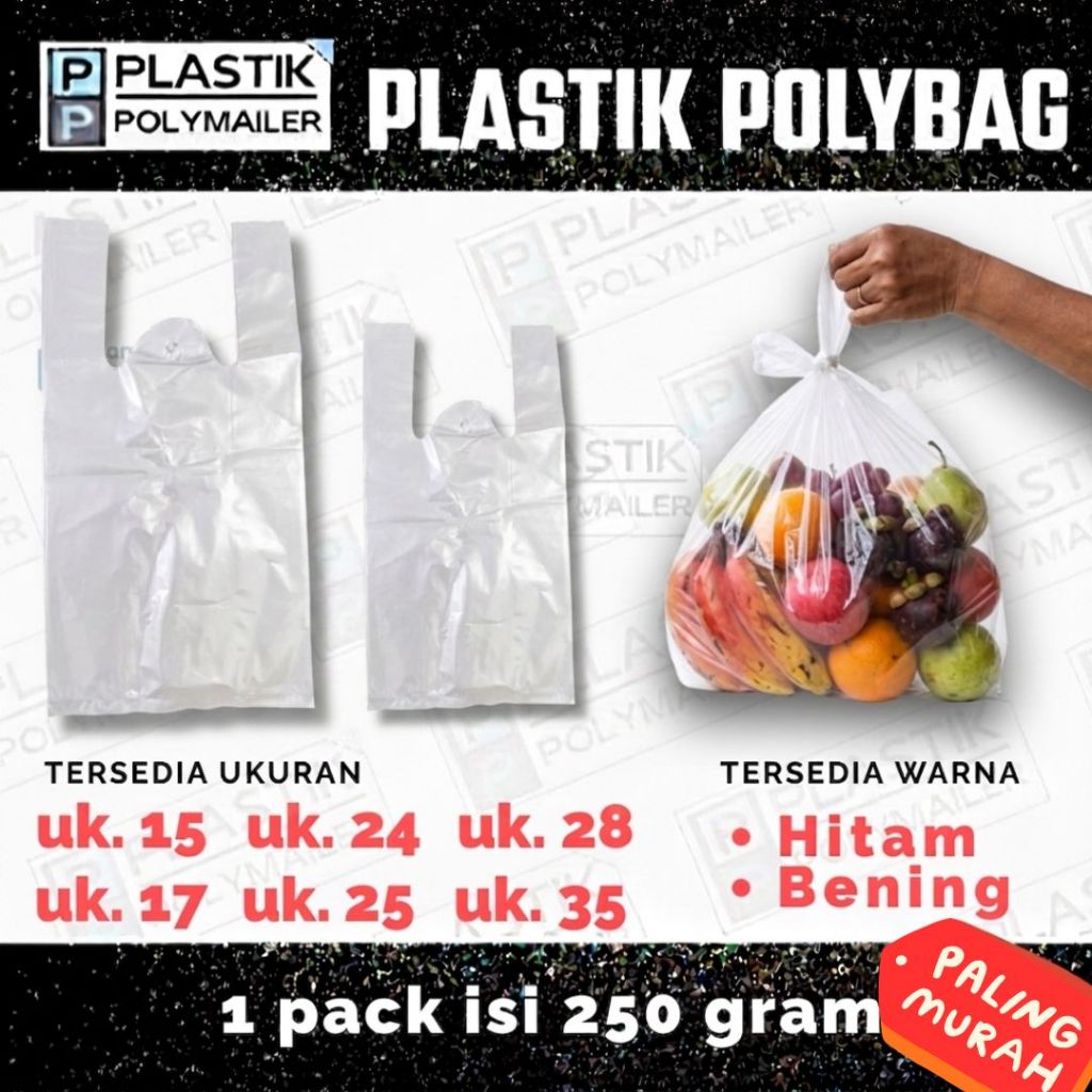 KANTONG PLASTIK KRESEK ISI 1 PACK (250 GRAM) / KRESEK HITAM TERMURAH / KANTONG KRESEK BENING / PLAST