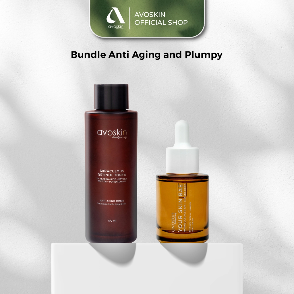 Paket Skincare-Avoskin Anti Aging and Plumpy-Retinol Toner & Marine Serum