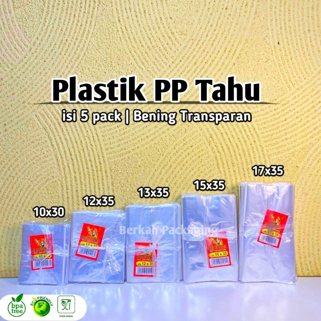 (5 Pack) Plastik Pp Tahu Bening Transparan | Plastik Sayuran, Plastik Tahu Tempe