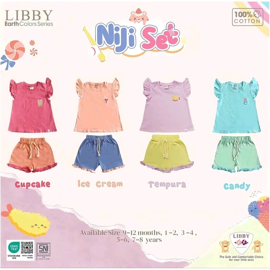 NEW setelan anak perempuan lucu ruffle Niji Set girl Libby Baby