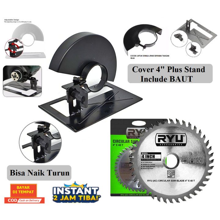 Dudukan Gerinda Tangan Ryu Circular Saw Stand Holder Lengkap Pemotong Kayu Bonus 1 Mata Grinda