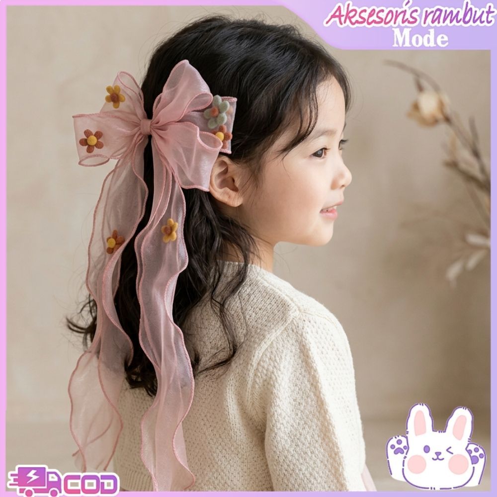 Jepit Rambut Pita Bunga Anak Kain