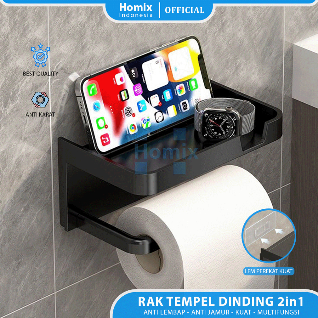 Homix Tempat Tisu Roll Kamar Mandi Tisu Hotel Tempat Tisu Gulung Tisu WC ABS Tebal