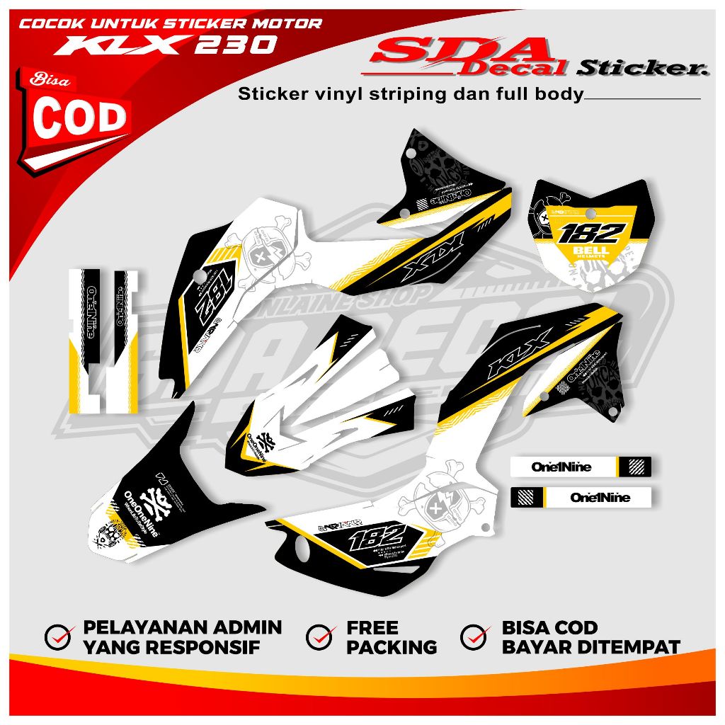Decal Stiker KLX 230 Full Body - Sticker Decal KLX 230 Full Body Bisa Custom Nama Dan Nomer SDA.09