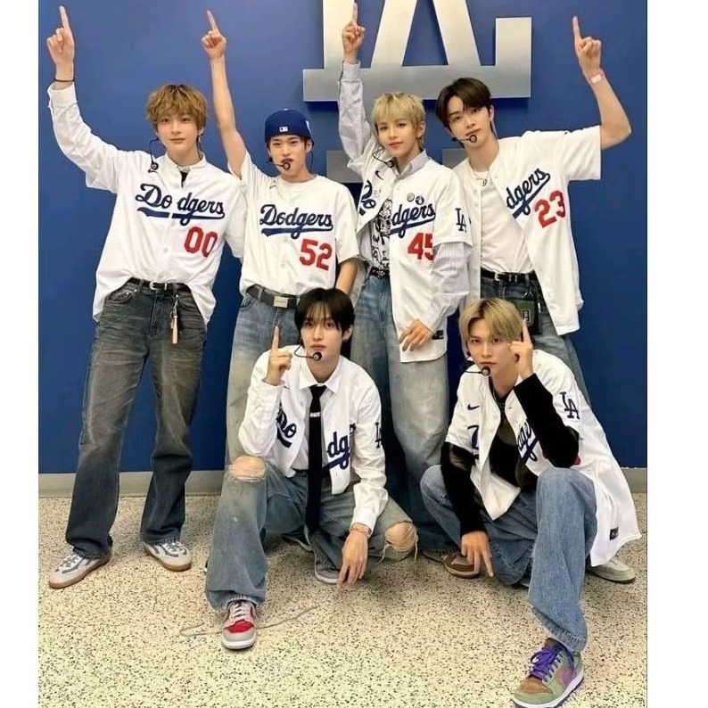 Jersey Baseball RIIZE X Dodgers Outerwear White - Custom Nama & Nomor