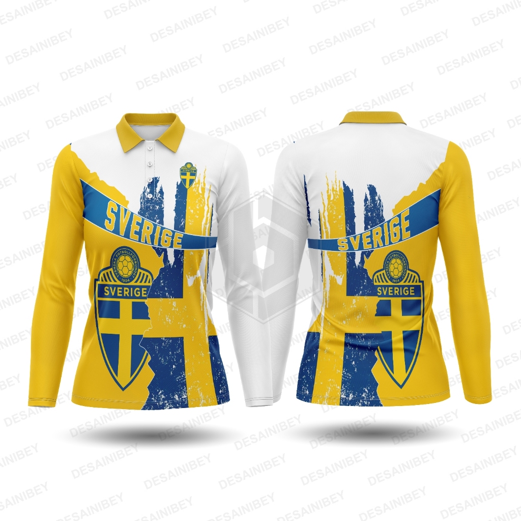 Baju Jersey Wanita Piala Dunia 2026 Swedia / Kaos Swedia Printing Art01