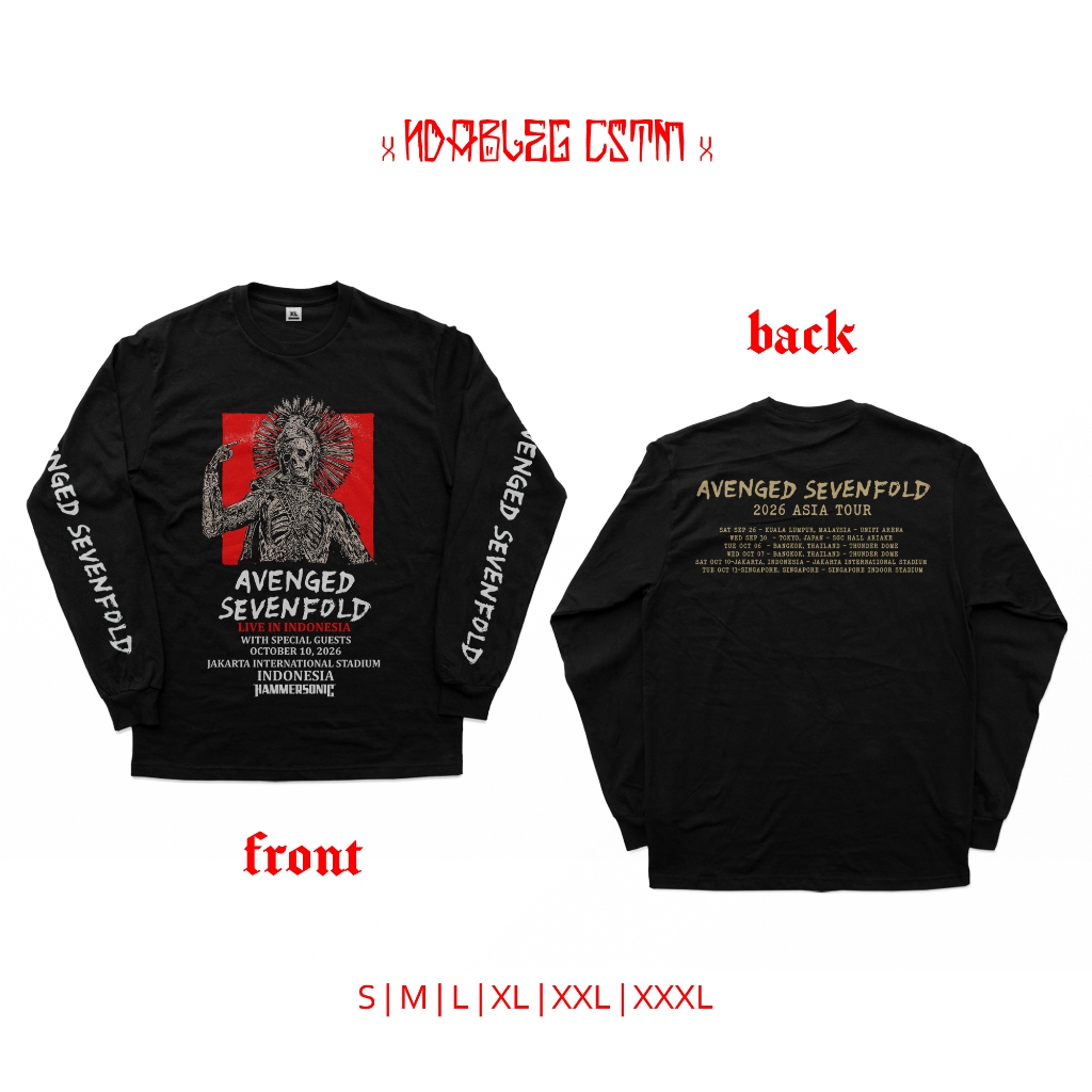 kaos band avenged sevenfold asia tour 2026 tshirt avenged sevenfold avenged sevenfold asia tour 2026