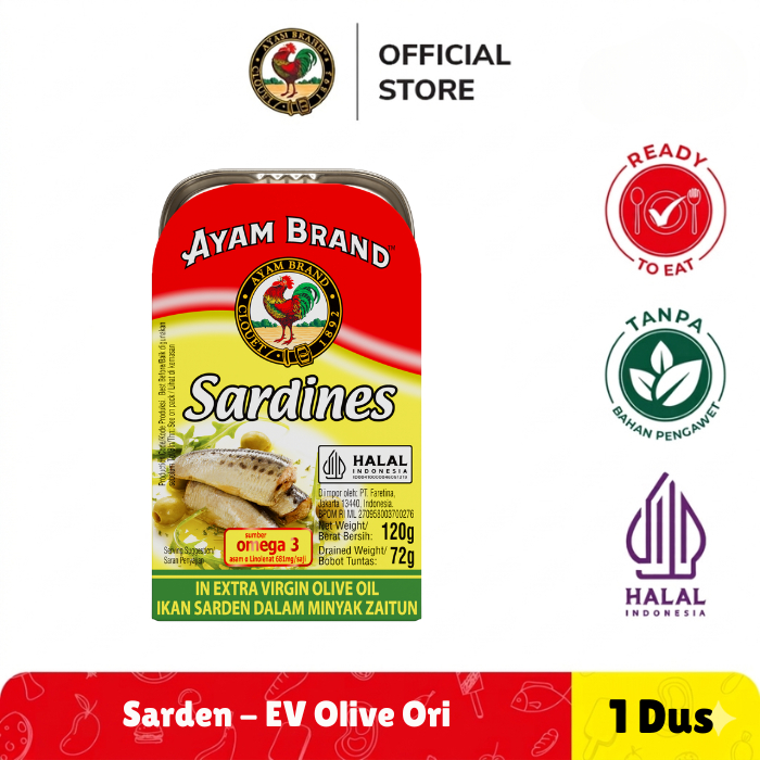 Ayam Brand Sarden Kaleng Extra Virgin Olive Oil 24 pcs 120gr