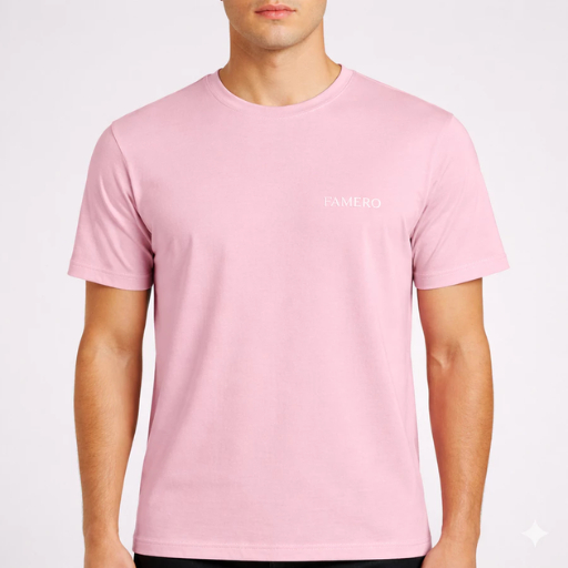 FAMERO - Kaos Polos Pria - Warna Dusty Pink