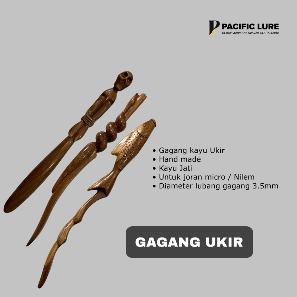 Gagang joran microfishing ukir kayu jati | gagang joran nilem wader