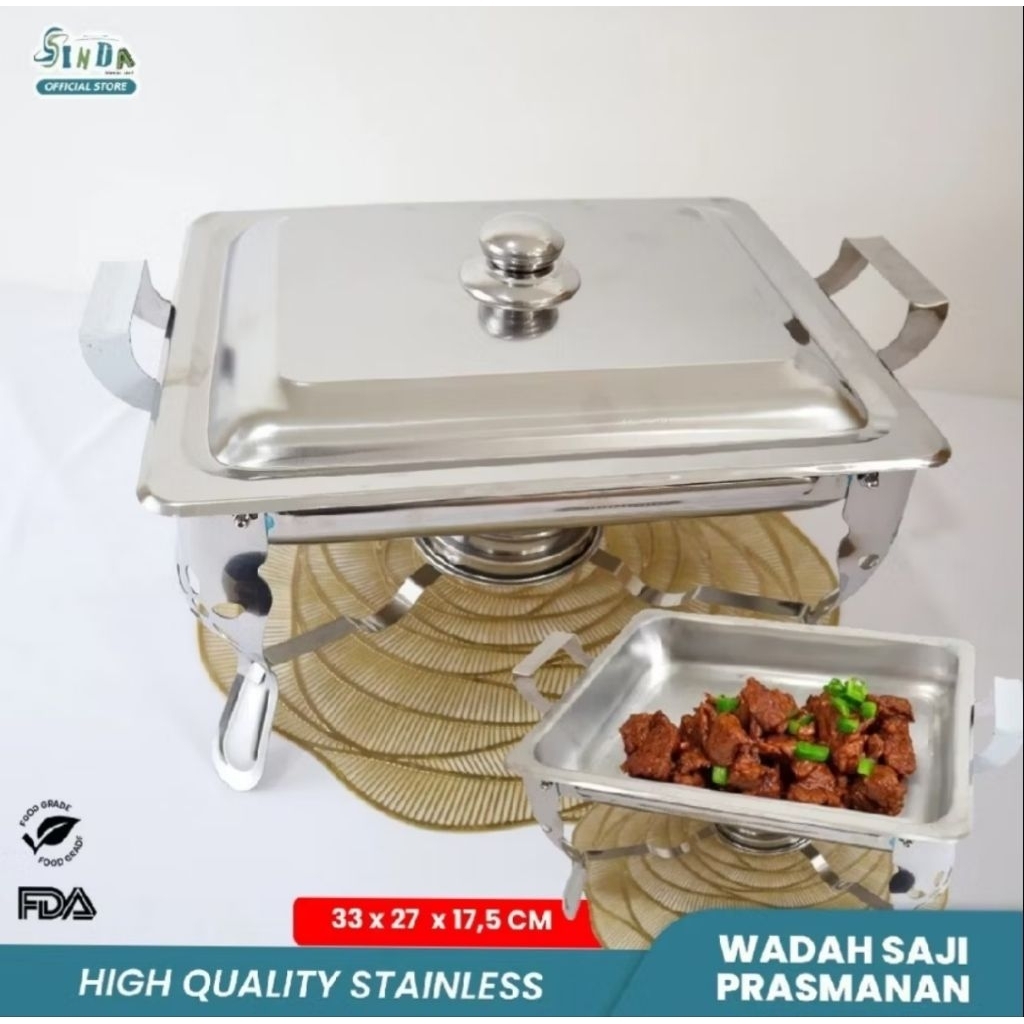 Fast Food Dish Sinda / Prasmanan Wadah Saji / Warmer Square Set