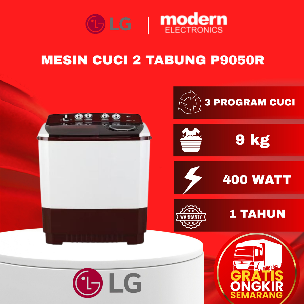 LG Mesin Cuci 2 Tabung P9050R (9 Kg)/ P 9050 R