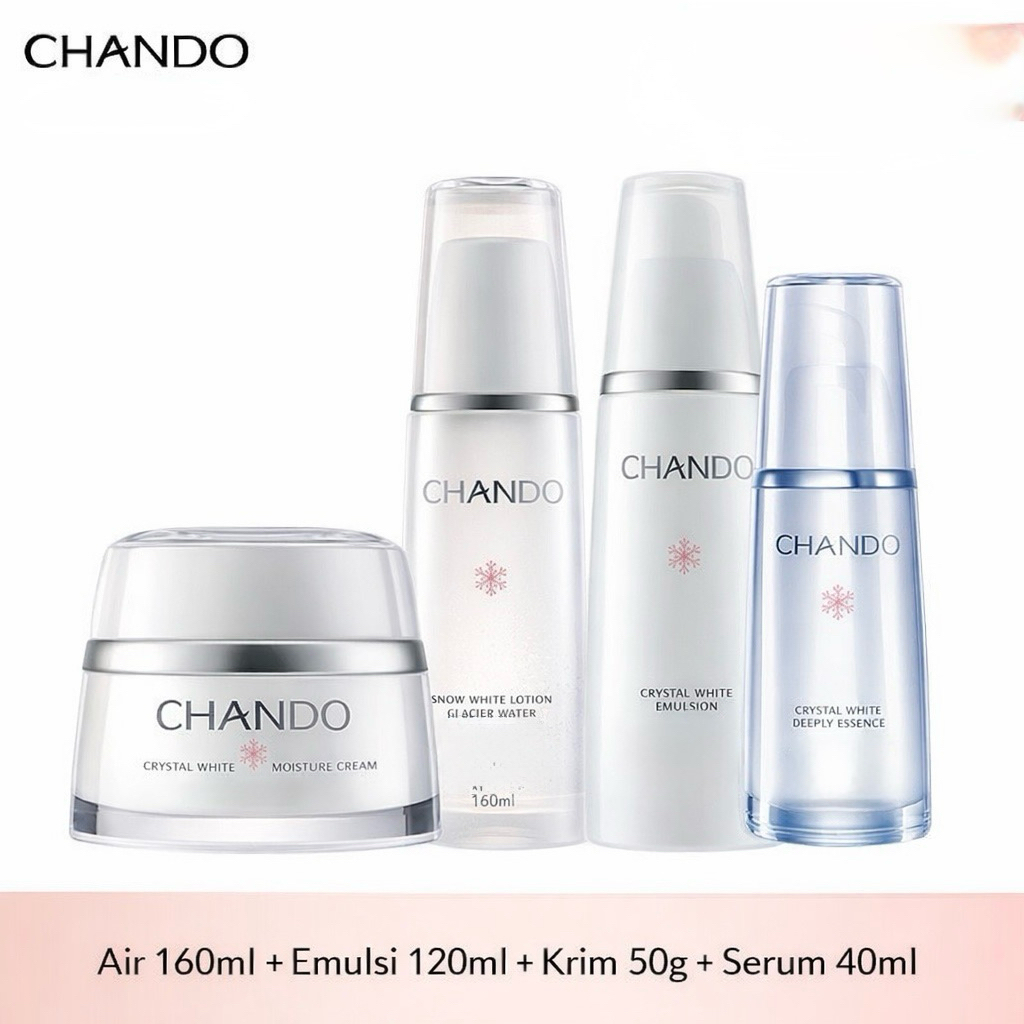 [PREORDER – CHANDO] Set Skincare Crystal White 4 in 1 – Toner, Emulsion, Serum & Cream