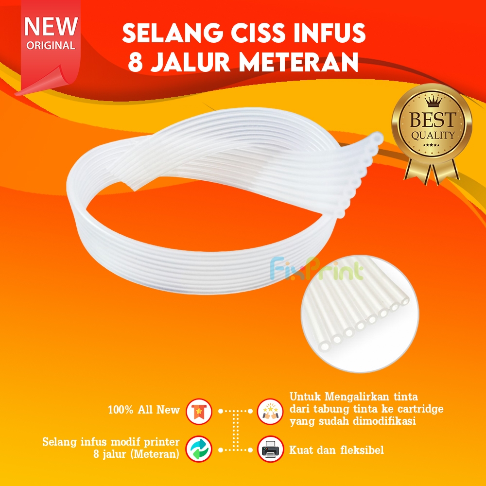 Selang Infus CISS 6 / 8 Jalur Per Meter Printer Epson 1390 R1390 T60 T1100
