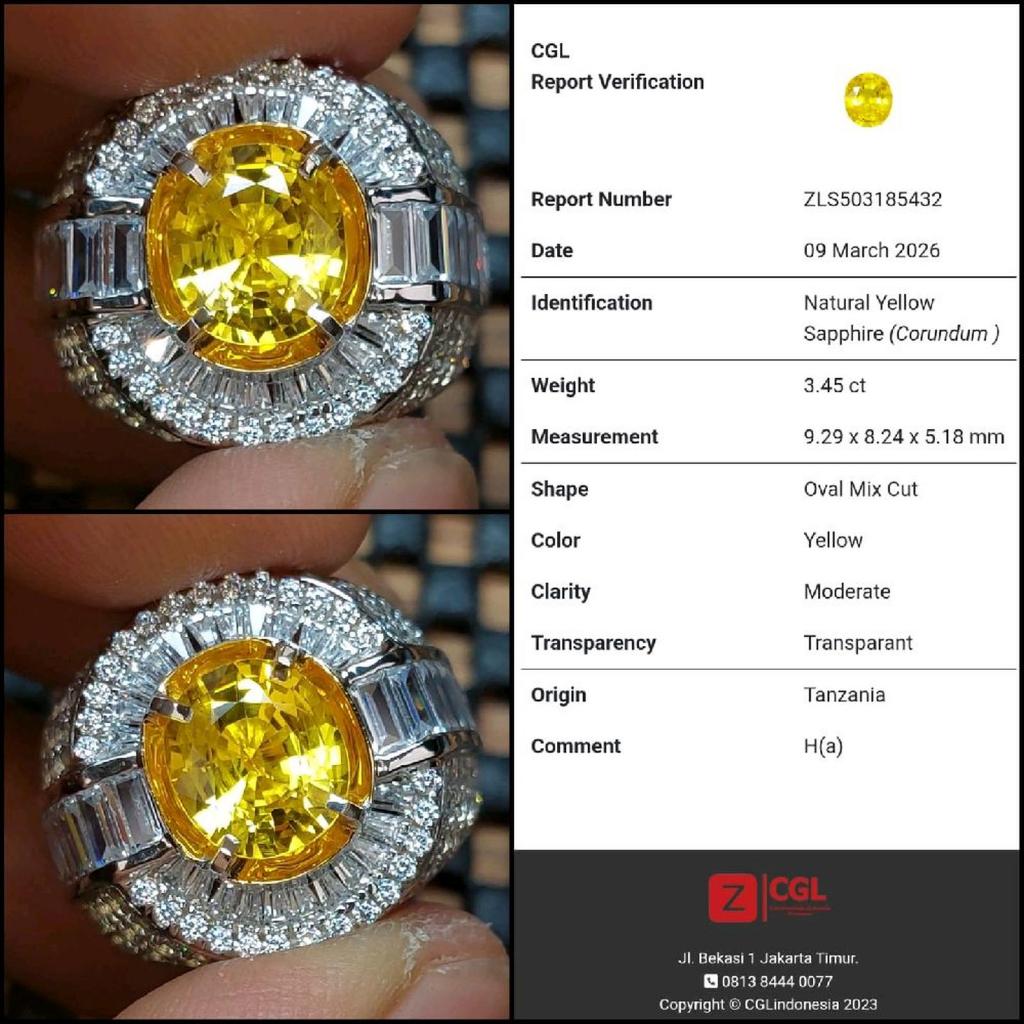 Natural Yellow Sapphire Corundum Crystal Clean Gems Batu Permata Yakut Safir Kuning Asli