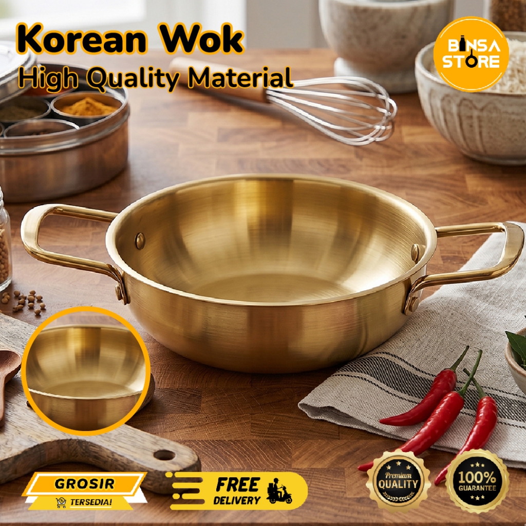 Panci Masak Mie Ala Korea Stainless Ramen Pot Korea Mini Panci Tebal Mie Instan Warna Emas - 216