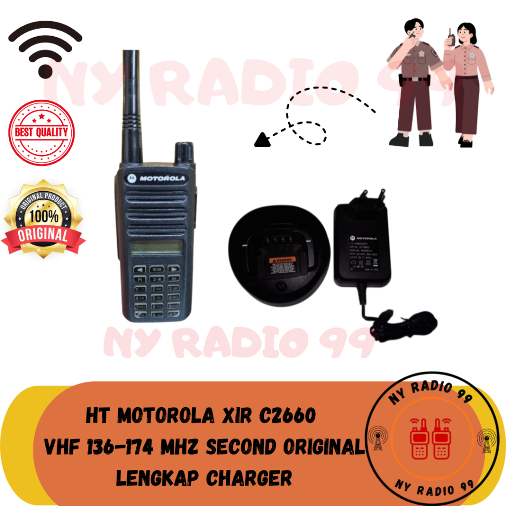 HT MOTOROLA XIR C2660 VHF 136 174 MHZ SECOND ORIGINAL LENGKAP CHARGER