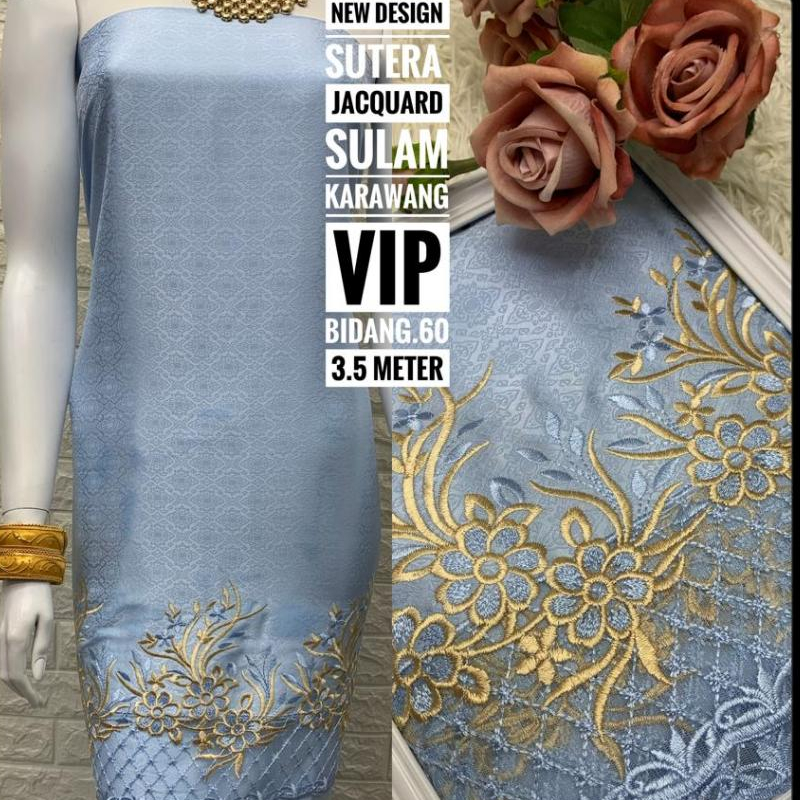 BAHAN KAIN BAJU KURUNG SUTERA JACQUARD SULAM KERAWANG EXCLUSIVE
