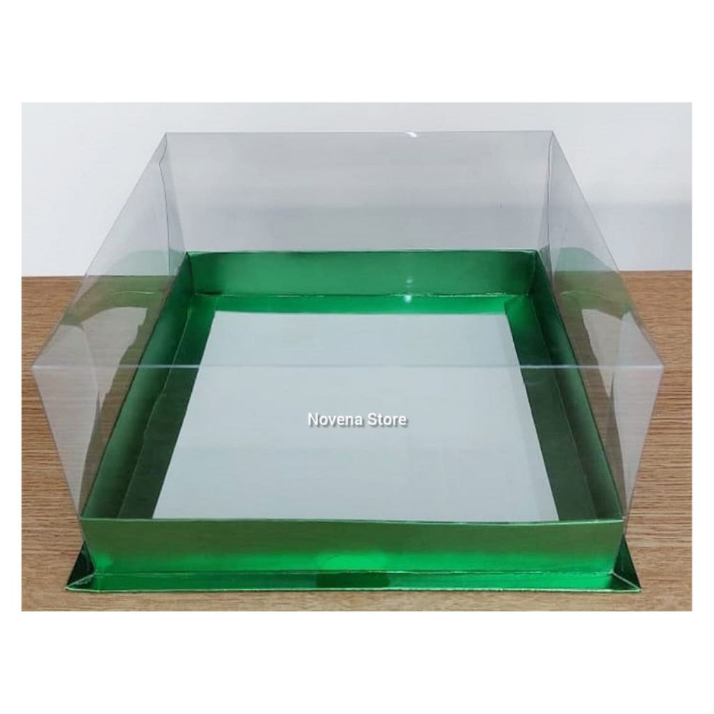 BOX MIKA KUE 25x25x10cm-KOTAK KADO SOUVENIR-DUS TRANSPARAN HANTARAN