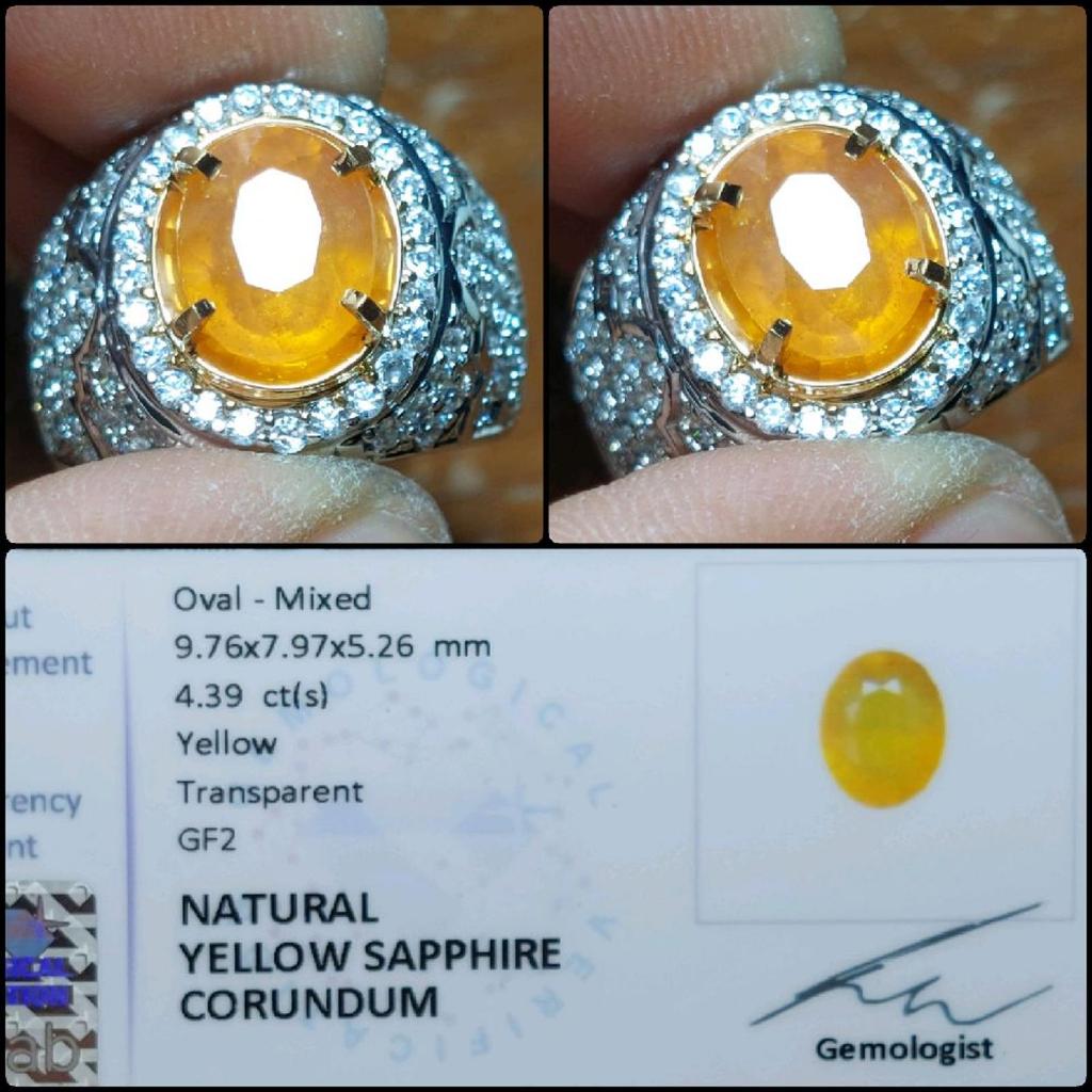 Batu Permata Yakut Kuning Asli Natural Yellow Sapphire Crystal Clean Gemstone Original