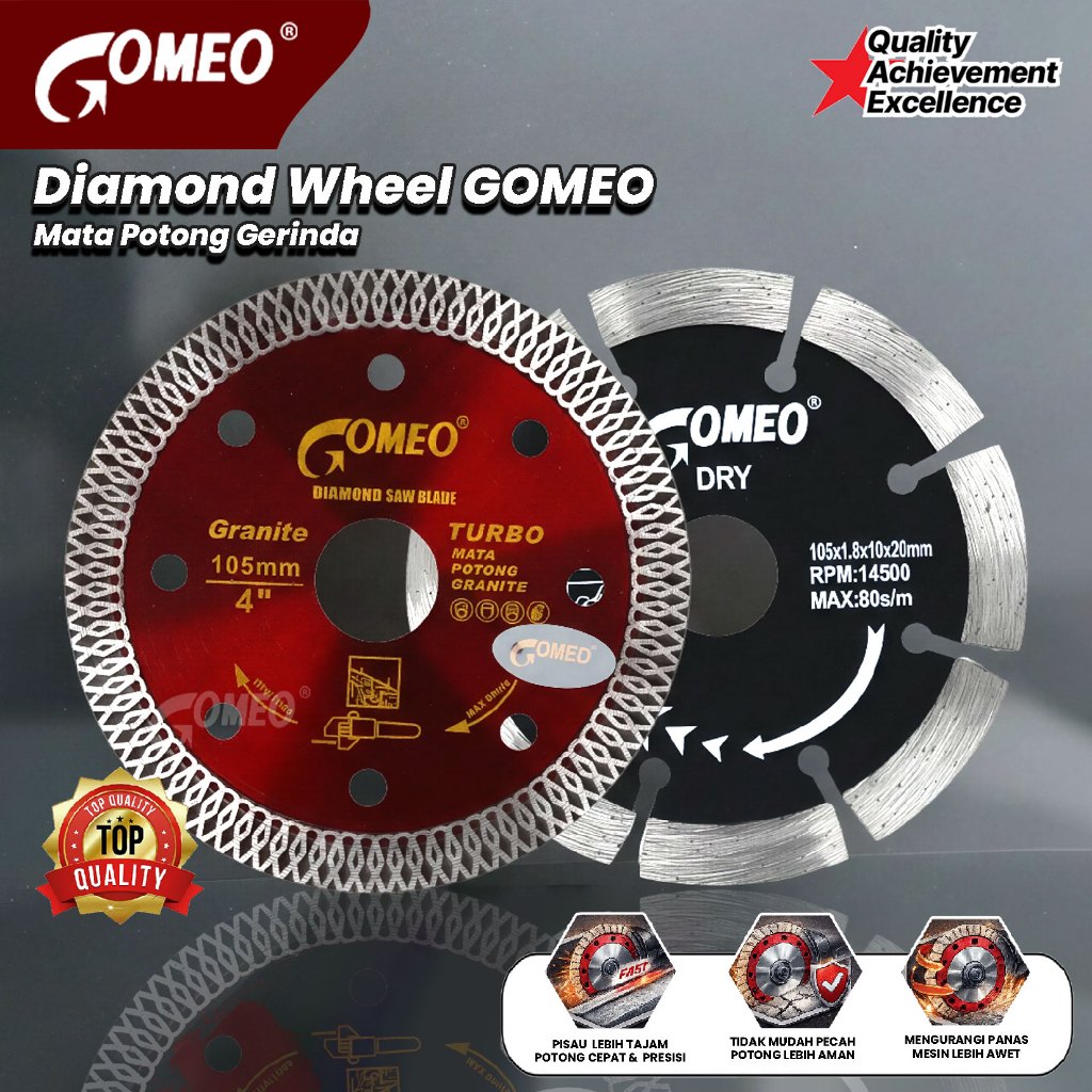 Diamond Wheel GOMEO | Mata Pisau Potong Keramik Granit Kering Turbo Batik