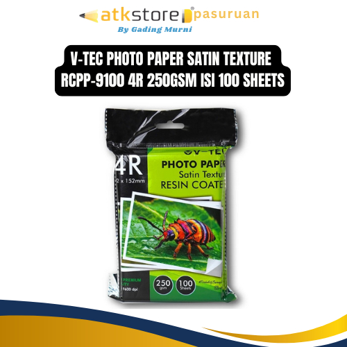 V-TEC PHOTO PAPER SATIN TEXTURE RCPP-9100 4R 250GSM ISI 100 SHEETS / SATIN PHOTO PAPER / PHOTO PAPER