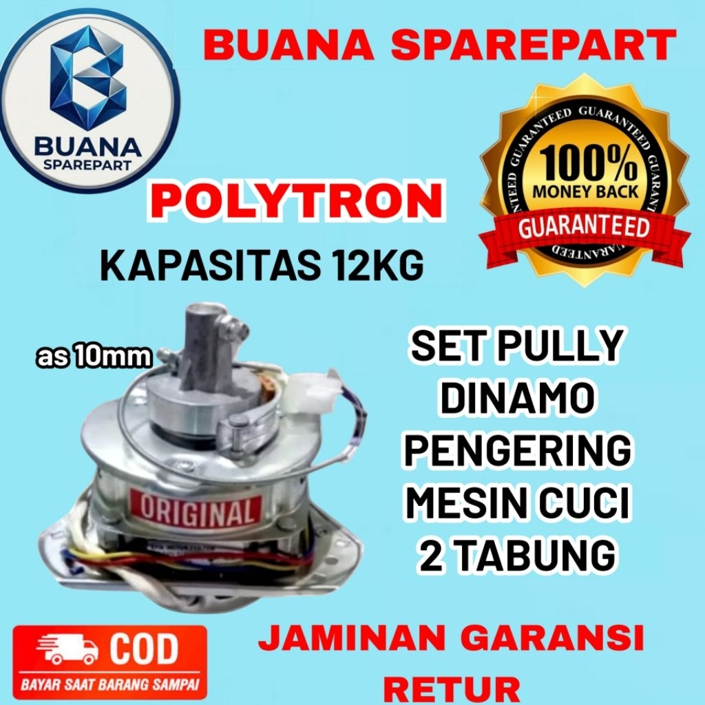 set pully dinamo pengering mesin cuci POLYTRON kapasitas 12kg as 10mm