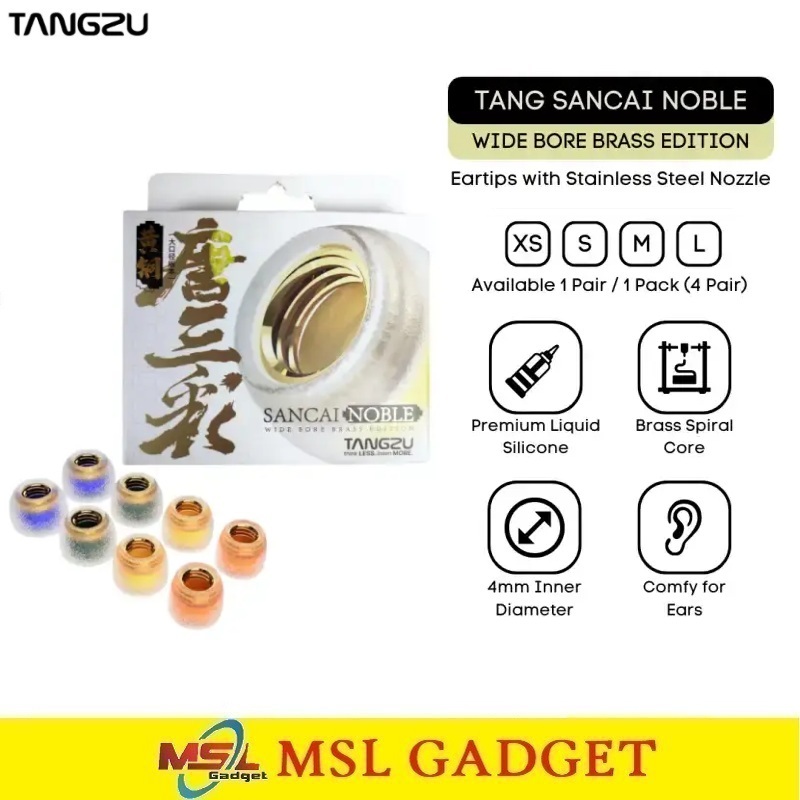 TANGZU Tang Sancai Noble Wide Bore Brass Eartips Replacement For In Ear Monitor IEM Earphone Karet S