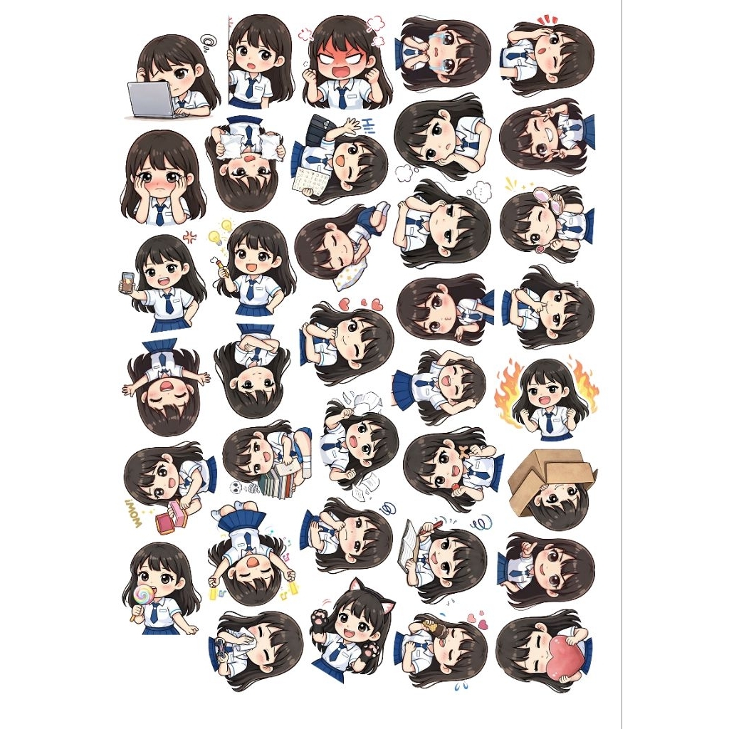 Sticker chibi/  stciker girl cute/ Stciker Anime/ Sticker Emoji