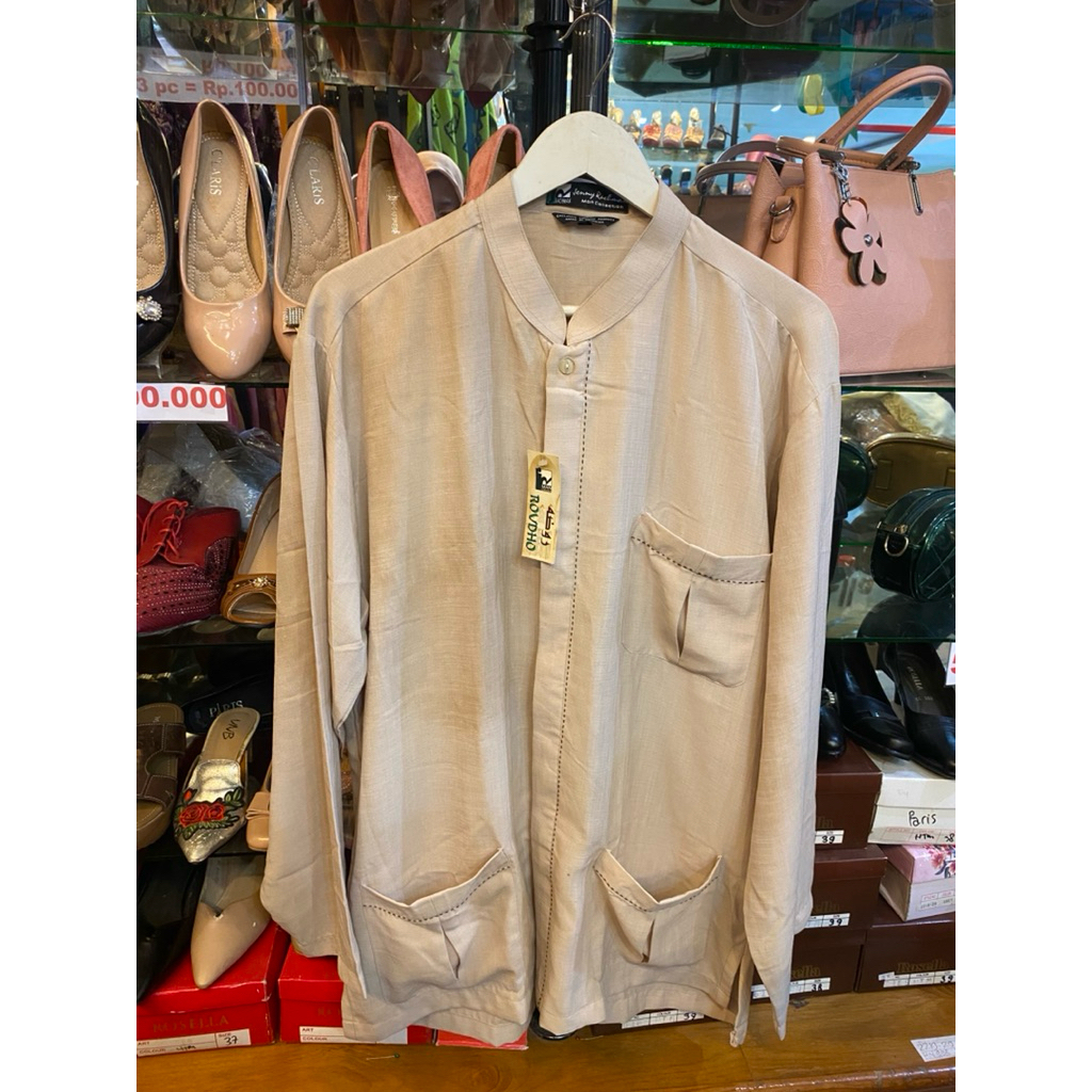 BAJU MUSLIM UKURAN L Ld 110 P 80cm BAJU KOKO COKLAT MUDA 20426