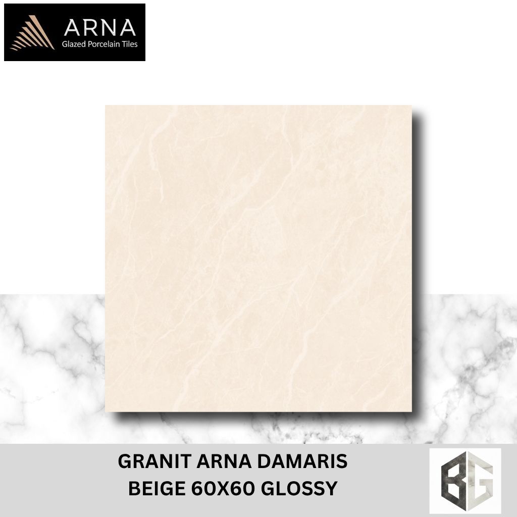 GRANIT ARNA DAMARIS BEIGE,GREY 60X60 GLOSSY - Granit Lantai Premium , Elegan & Tahan Lama