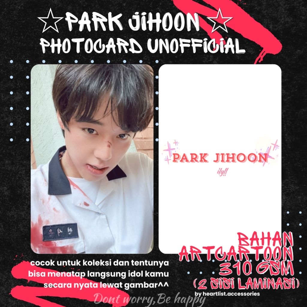 Park Jihoon Photocard Unofficial 2 sisi / Park Jihoon Wannaone Photocard Tebal 2 sisi