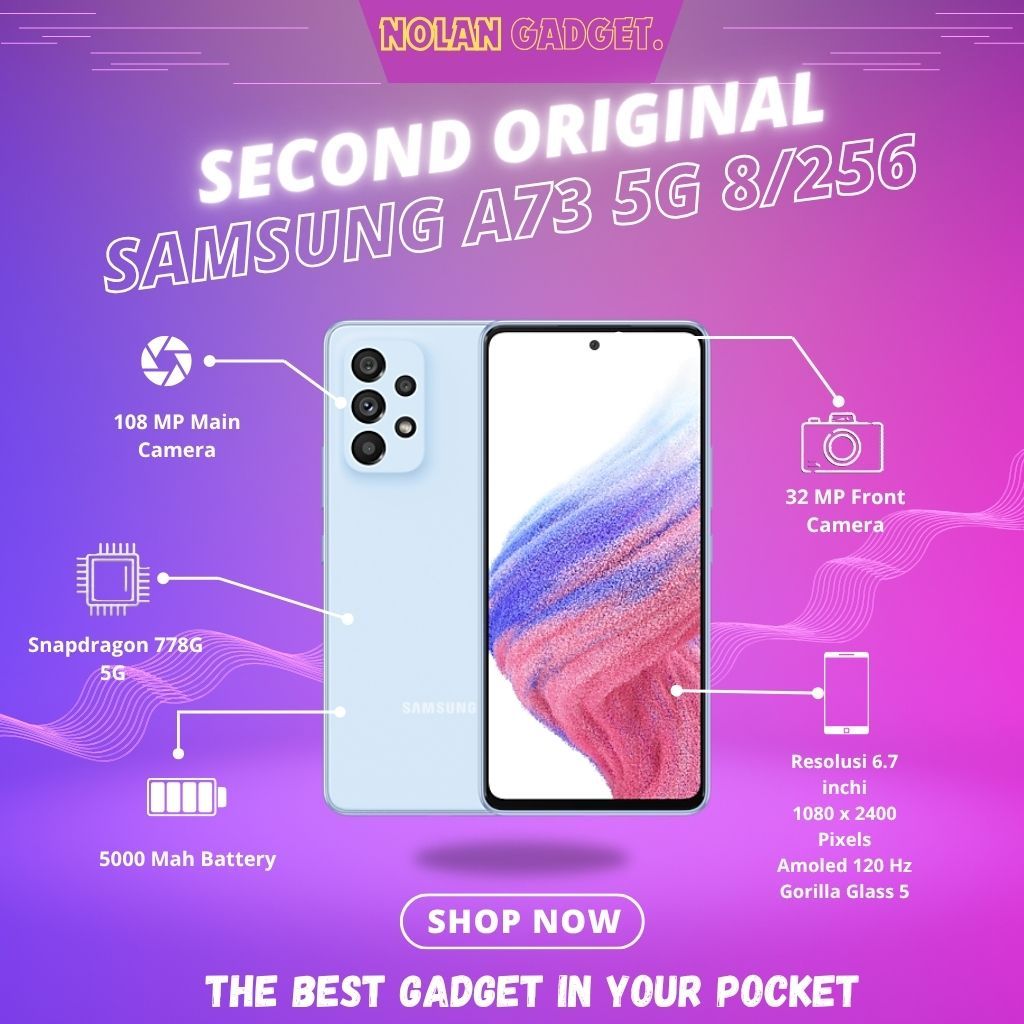 SAMSUNG GALAXY A73 5G  • RAM 8/256 GB • ORIGINAL FULLSET MULUS (SECOND)