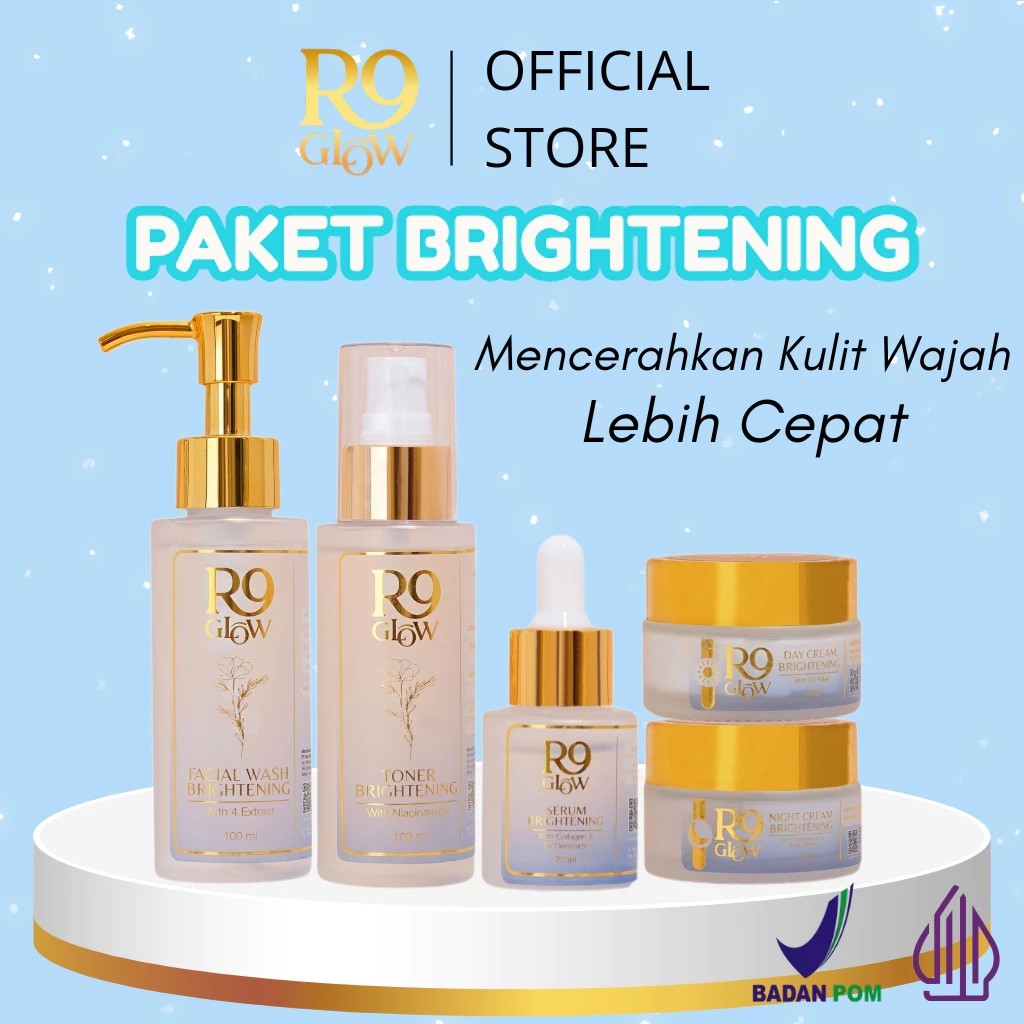 [PROMO] R9 GLOW Paket 5 in 1 Skincare Brightening Series - BPOM